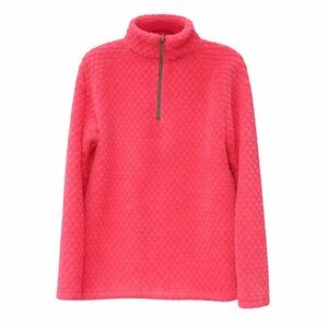 Tees2urdoor Super Soft Pink Textured Fleece Quarter Zip Pullover Size Small EUC